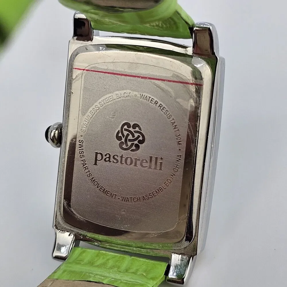 Pastorelli Women's Watch 28MM Gray Dial Green Leather Band Straps New‎ Battery